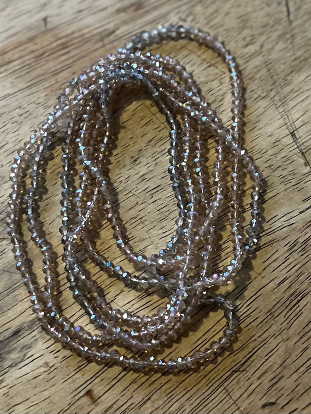 Sparkling Light Pink & Gray Long Crystal Necklace